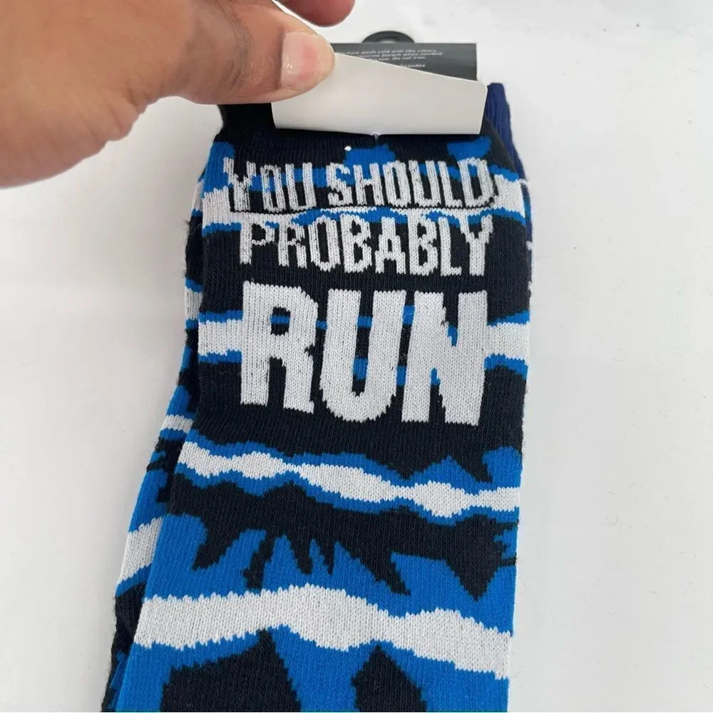 Megan Horror Movie Doll Novelty Blue Striped Long 2-Pair Crew Socks Size 6.5-12